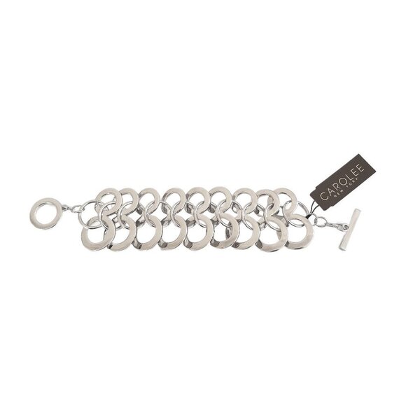 Carolee Silver Tone Multi Chain Circle Links Bracelet - Picture 1 of 5